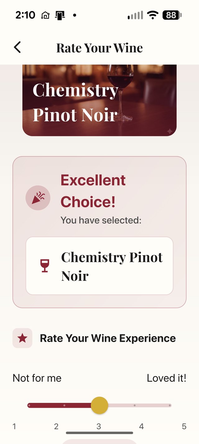 Sommelier Snap — rating a wine you tried to refine future picks